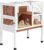 2-Story Guinea Pig Cage with Stand, Indoor Wooden Hamster Cage with Ramp, Pull-Out Tray, Hideout & Platform, Acrylic Transparent Small Animal Habitat for Chinchillas, Ferrets, Hedgehogs, Walnut