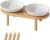 Havniva Elevated Cat Bowls, Ceramic Cat Bowl with Bamboo Stand Wide Opening | 5.7” Raised Cat Food Bowls, Whisker Friendly Cat Dish, Anti-Slip Cat Water Bowls, Shallow Cat Bowls, Cat Food & Water Bowl