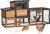 PETSFIT Wooden Chicken Coop for 2-4 Chickens, Backyard Coop with Run, 2 Nesting Boxes and 2 Roost Bars,PVC Windows, Easy-Clean 3-Door Access,Weather-Resistant PVC Roof, 6 Ground Stakes