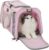 Petsfit Cat Carrier, 17.5×10.5×10.5 in, Pink | Escape-Proof Design with Locking Zippers & Safety Leash, Easy-Access 3-Way Entry, Washable Mat up to 12 lb