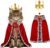 Cat Halloween Costumes Cat Dog Halloween King Costume Pet King Cape Crown Costume for Cats Kitties Puppies XS Small Dogs