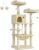 Feandrea Cat Tree, 55.8-Inch Cat Tower, Multi-Level Plush Condo with 11 Scratching Posts, 2 Perches, Hammock, Cave, Beige UPCT15BE