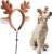 Beviliu Dog Reindeer Antlers Headband, Dog Christmas Antlers Costume