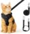 Cat Harness and Leash for Walking, Cat Car Harness, Soft Adjustable Vest Harnesses for Cats, Easy Control Breathable Reflective Strips Harness, Kitten Harness and Leash Set, Black, S