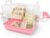 Cycodo 8 in 1 Acrylic Hamster Cage,2-Tier Dwarf Hamster Cage with Wooden Wheel & Hideout,Small Hamster Habitat with Accessories,Clear Pet Mice House(Pink,14″ L*10″ W*11″ H)