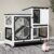 Gutinneen 2-Story Rabbit Hutch Bunny cage with Chew-Proof Ramp, Locking Leak-Proof Trays – Indoor/Outdoor 39.3″ Wooden Rabbit Cage with Wheels for Rabbits, Guinea Pigs, Small Animal (Black and White)