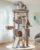 Taoqimiao 72 Inches Cat Tree for Large Cats, Multi-Level Tall Cat Tower, Widened Cat Condo with Large Scratch Board, 5 Scratching Posts, Metal Hammcock, Cozy Basket, Light Gray, MS045W