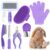 VCZONE 8 Pcs Small Animal Grooming Kit, Rabbit Grooming Kit with Pet Nail Clipper and File, Flea Comb, Pet Shampoo Bath Brush, Pet Shedding Slicker Brush, Bath Massage Glove, Cleaning Comb (Purple)