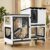 Aivituvin 2-Story Large 39.3″ Rabbit Hutch, Opening Roof Bunny Cage with Chew-Proof Ramp, Leak-Proof Tray and Locking Wheels, for 2-4 Rabbits (Black/White)