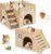 PETKNOWS 2-Pack Hamster House Wooden Castle Mouse Hideouts Bed with Stairs | Wooden Material, Small Animal Mouse House and Hamster Hideouts, Easy to Assemble Bed, Two Pack Castle with Stairs