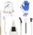 Draupnir Bird Cage Cleaning Supplies 7 Pcs Bird Cage Cleaner Brush Kit, Birds Poop Remover Cleaning Tools Set Cages Accessories