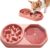 Slow Feeder Dog Bowl with Silicone Lick Mat, Non-Slip Dual Feeding Station for Dogs, Slow Eating Bowl to Help Reduce Fast Eating, Removable Lick Pad (Red)
