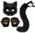 Cat Fox Wolf Tail, 4Pcs Furry Fox Tail, Therian Mask and Paw Gloves Costume Set for Women, Animals Costumes Halloween