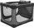 33 x 25 x 25 Inch Collapsible Soft Dog Crate for Dogs Up to 70 lbs, Portable Travel Pet Kennel with 4 Zip Doors, Foldable Indoor Outdoor Crate with Mat, Carry Bag, Grey