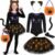 GIFTINBOX Halloween Black Cat Costume for Girls Kids, Light Up Outfit Set