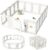 Foldable Clear Acrylic Dog Playpen with Door, 23.6″ Acrylic Puppy Playpen, Easy Assemble Indoor Pet Fence with White Frame, Clear Dog Playpen for Puppies & Animal (White, 23.6‘H, 12 Panels + 1 Door)