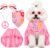 Huhumy Hippie Dog Halloween Costume Funny Dog Outfits with Pink Cloak Bandana Glasses Necklace Dress up Pet Clothes (Small)