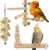DBNESS 3pcs Natural Wood Bird Perch Toys, Rotating Perch Stand, L-Shaped Perches with Chew Block, Hanging Cork Stopper Toy, Birdcage Accessories for Small Medium Parrots Cockatiels Quaker Caique