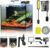 3 Gallon Aquarium Set Small Fish Tank Glass, Starter Kit with Heater Water Pump Cleaning Filter Bright Light Rocks Gravel Cleaning Tool, Leak-Proof Clear Rimless Desktop Spaces Saving Betta Fish