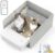 UBPET Open-Top Automatic Cat Litter Box, Self Cleaning Litter Box for Multiple Cats, Weight Sensors Safety Protection, Smart APP Control, Odor-Free Waste Disposal, Works with Bentonite Mineral Litter