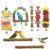 JOREWOOD 7 Pcs Natural Wood Bird Toy & Perch for Parakeets, Cockatiel & Lovebird, Budgie Play Accessory for Small Parrots Indoor Cage