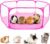 Rypet Guinea Pig Playpen Pop-Up, Outdoor Yard Fence for Small Pets,Pink | Breathable 360° Mesh View, Pops Open Fast, 47 x 15 in Play Space, Folds Flat for Travel, Rabbits Hamsters Hedgehogs
