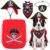 Huhumy 4 Pcs Dog Pirate Costume Hat Cape Bandana, Red, Large