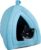 Cat House Indoor Cat Bed with Removable Foam Cushion, Plush Cat Tent Bed for Small Pets, Comfortable Cozy Hideaway for Cats, Kittens, Rabbits, Guinea Pigs, Ferrets, Hedgehogs, by PETMAKER (Blue)