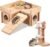 Hamster Cage Accessories, 4 Pcs Wooden Dwarf Hamster Hideout House with Ladder Platform, Feeding Bowl, Water Bottle with Holder Stand for Gerbil Rat Mice Small Animal Habitat Decor
