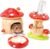 BNOSDM 3-in-1 Ceramic Hamster Hideout, Food Bowl, Water Bottle with Stand – Mushroom Shape – Red