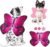 Butterfly Dog Wings Halloween Costume for Small Medium Large Dogs 3PCS Flowers, Pet Costumes Fairy Wings for Christmas Cosplay Puppy Clothes Parade Photo Props Cat Dress up Accessories