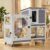 Aivituvin 39.3″ Large 2-Story Large Rabbit Hutch Indoor Rabbit cage Wooden Bunny Cage with Chew-Proof Ramp, Leak-Proof Tray, Lockable Wheels for 2-4 Rabbits, Guinea Pigs (Grey)