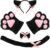 5PCS Halloween Cat Costume for Women, Furry Cat Ears and Tail, Paw Gloves, Cosplay Kitty Costume Accessories Adult