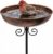 Small Metal Bird Bath for Outdoors, 10″ Dia Bowl with Stake Birdbaths Garden Yard Lawn Decor 0.4 Gallon