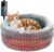 Heated Cat Bed Indoor, 20″ Round Donut Deep Sleep Calming Heated Pet Beds for Cats and Small Dogs, Comfort Electric Thermal Cat Warming Bed with Adjustable Heating Pad, Washable and Indoor Use