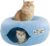 Cattasaurus Peekaboo Cat Cave Donut for Multiple & Large Cats up to 30-45 lbs, 3-in-1 Self Warming Cat Bed, Tunnel & Scratcher for Indoor Cats, Washable & Detachable Small Dog Bed (Blue, Large)