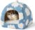 Lesure 2in1 Cute Cat House for Kitten with Washable Cushioned Pillow,16in | Cat Beds for Indoor Cats,Small Pet Cave Tent,Cozy Enclosed Foldable Hideaway,Fluffy Ball,Anti Slip Bottom,Hand Strap,Blue