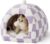 Lesure 2in1 Cute Cat House for Kitten with Washable Cushioned Pillow,16in | Cat Beds for Indoor Cats,Small Pet Cave Tent,Cozy Enclosed Foldable Hideaway,Fluffy Ball,Anti Slip Bottom,Hand Strap,Purple