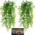 HERCOCCI Reptile Plants, 2 Pack Terrarium Hanging Plants Vines Artificial Leaves Habitat Decorations with Suction Cup for Bearded Dragon Hermit Crab Lizard Snake Geckos Chameleon