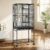 VIVOHOME 54 Inch Wrought Iron Large Bird Cage with Rolling Stand | Bird Flight Cage with Stand, Casters, Slide-out Tray for Parakeets Canaries Parrot Cockatiels Lovebirds Conures, Black