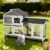 Garvee 58” Bunny Hutch Indoor Bunny Cage, with 3 Removable Trays | Wooden Waterproof Roof Rabbit Hutch Indoor/Outdoor, 2-Tier Bunny House/Chicken Coop, Gray and Black