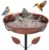 Metal Bird Bath for Outside, Freestanding Bird Baths with Removable Bowl, Birdbath & Bird Feeder with Upgraded Stable Stake for Garden Patio Yard Lawn (Vintage Brown, Leaf)