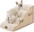 COZY KISS Dog Stairs for Small Dogs 15.7″ H, 4-Step Sturdy Foam Dog Steps for Couch and Bed, Curved Pet Stairs for Puppy and Older Cat, Doggie Ladder with Washable Cover, 15.7×28.3×15.7 inch, Beige