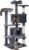 Yaheetech 54in Cat Tree Tower, 2 Caves, Kitten-Ear Perch & Scratching Posts | Multi-level layout, climbing ladder, easy assembly, high pet appeal, total load 66lbs for all indoor cats, dark gray