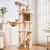 Modern Cat Tree Tower with Scratching Post, 61.5in Tall Cat Tree for Indoor Cats, Multi-Level Solid Wood Cat Furniture with Ladder, Cozy Cat Beds, Cat Condo, Capsule Nest, Dangling Toy, Natural