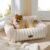 Bedsure ComfyFleece™ Cute Dog Bed for Small Medium Dogs Washable,25in Cream | Furry Puppy Beds,Square Rectangle Orthopedic Corduroy Aesthetic Pet Beds,Removable Zipper Cover,Non-Slip Bottom,Up to 15 Lbs