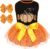 cyeollo Dog Halloween Dress, Pumpkin Print Tulle Outfit with Hair Bow, M