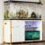 55-75 Gallon Fish Tank Stand, Aquarium Stand with LED Light, White & Gold | 49 x 20 In Top, Modern Fluted Design, 2 Outlets, 2 USB Ports, Shelf Storage, Metal Frame Support, 1100 LBS, Turtle Tank Stand