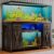 4ever2buy 55-75 Gallon Fish Tank Stand with Power Outlet & LED Lights, Heavy Duty Aquarium Stand with Storage Drawers & Barn Doors, Reptile Tank Cabinet for Turtle, Reptile Terrarium, Dark Oak
