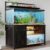 55-75 Gallon Fish Tank Stand with Power Outlet, Led Light, Heavy Duty Aquarium Stand with Cabinet for Fish Tank Accessories Storage, Shelf, for Turtle Tank, Reptile Terrarium, 1100 LBS (Oak)